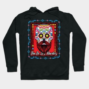 Day Of The Dead Sugar Skull Beard Red Hoodie